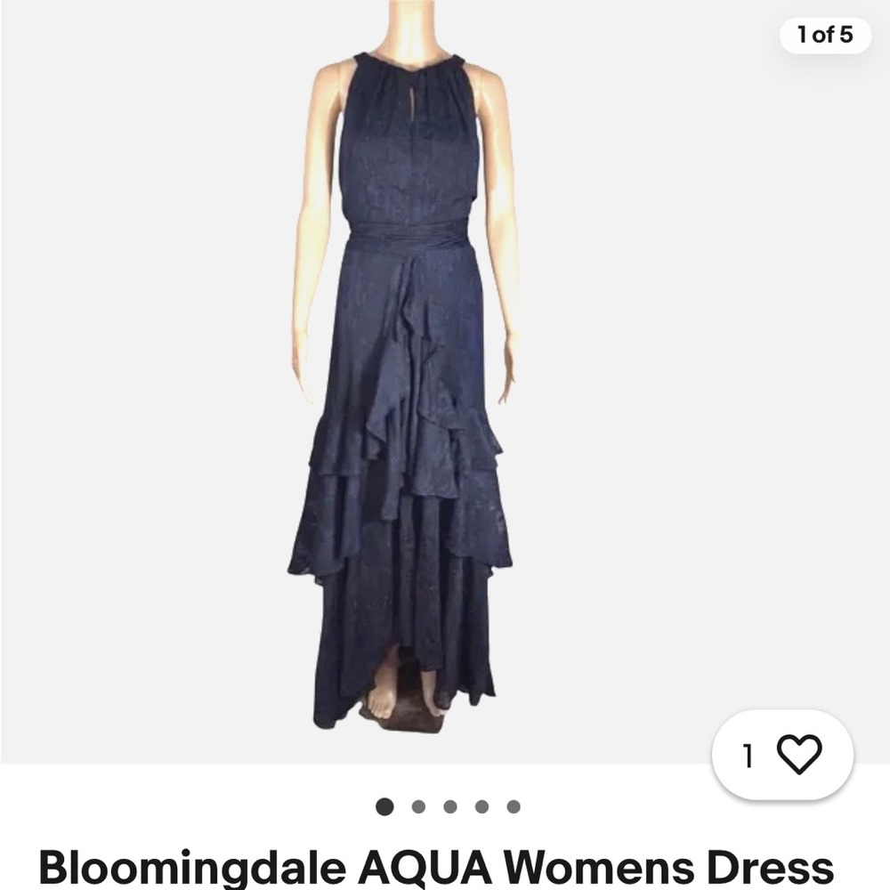 Aqua Navy High Low Dress